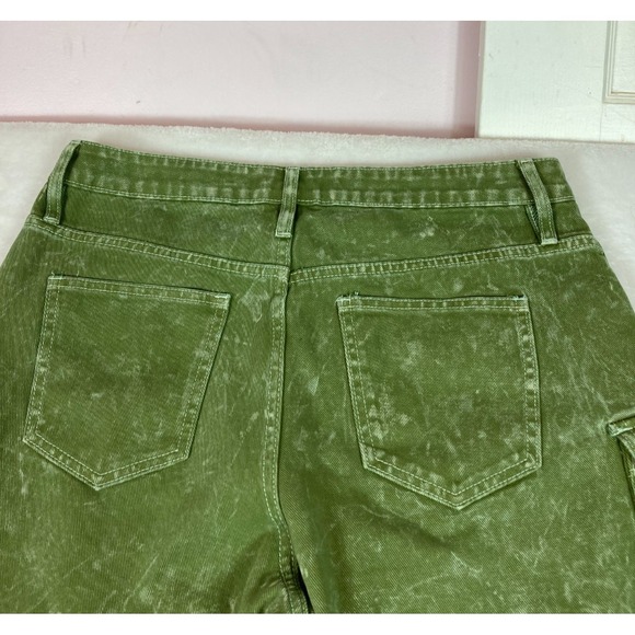 Fashion Nova Women's Junior Size 11 Green Cargo Jeans Hip Hop Skater Wide Leg - Picture 9 of 16
